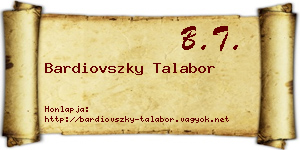 Bardiovszky Talabor névjegykártya